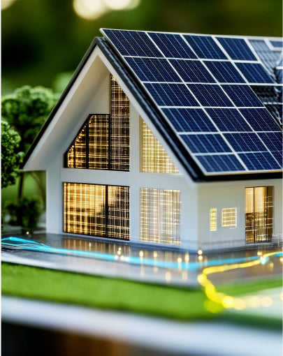 Modern house with rooftop solar panels showcasing clean and sustainable energy solutions by GREENWATT